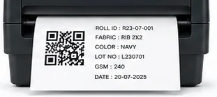 QR label printer printing a roll ticket